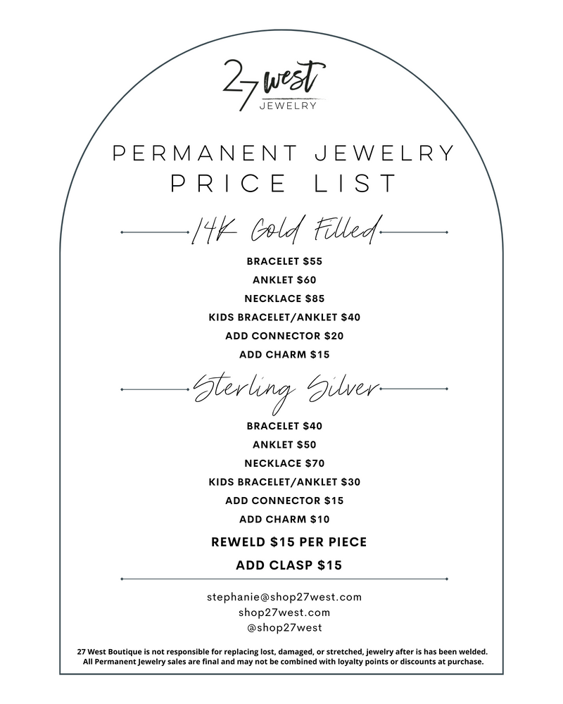 Puyallup Permanent Jewelry Appointment - 20 Mins - Booking Fee