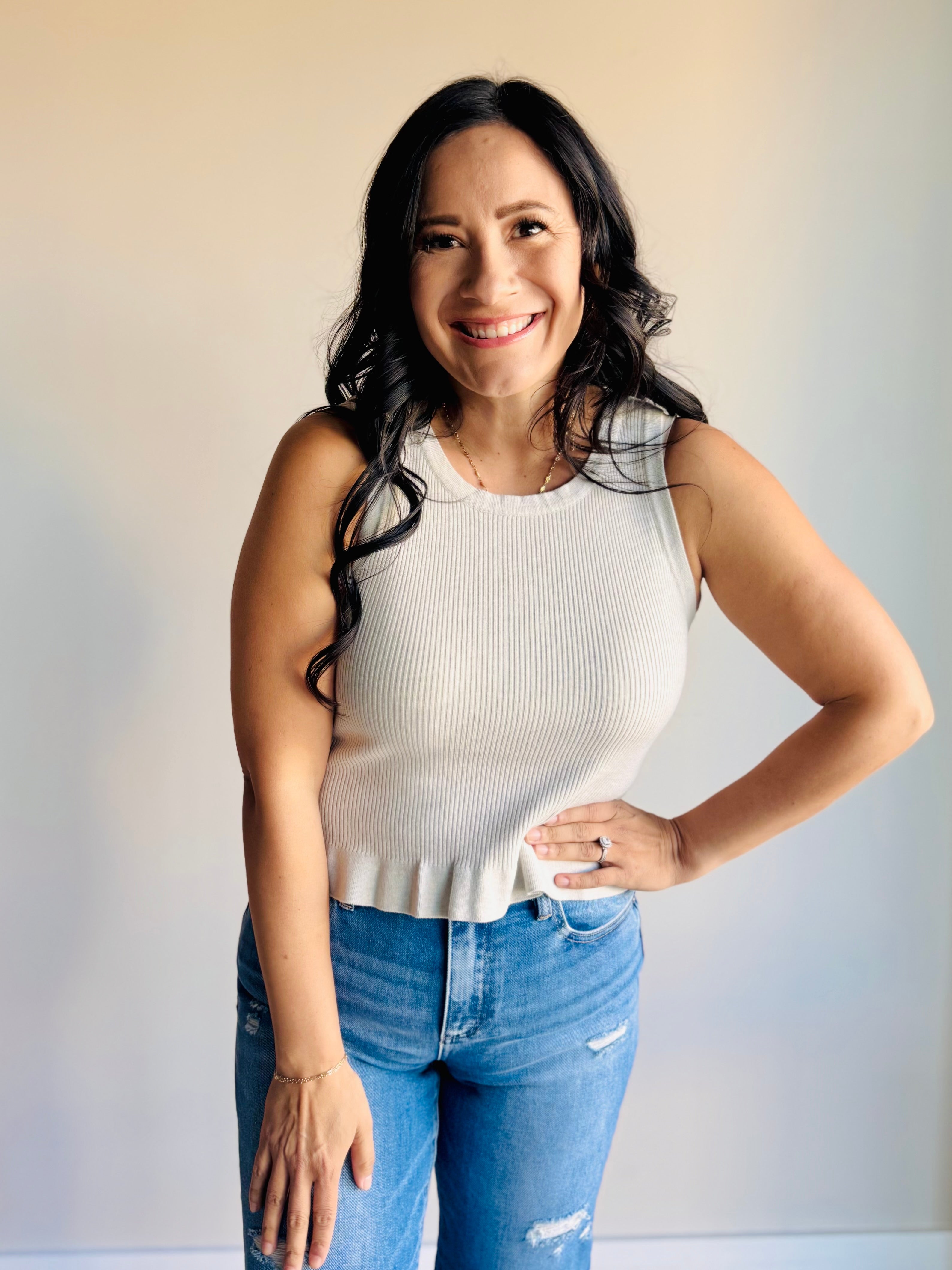 Kaycie Peplum Tank Top - Heather Grey – 27 West