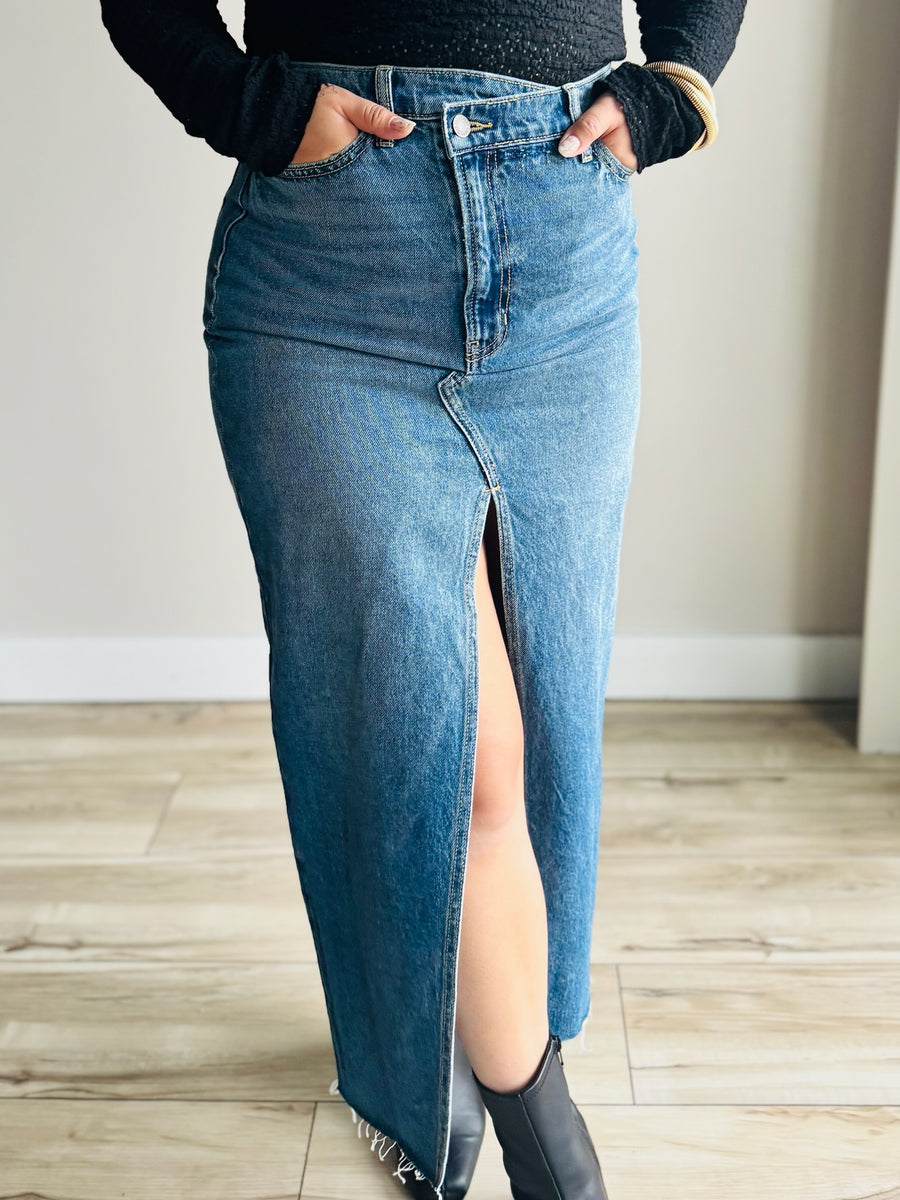 【PORTERNA】Cross denim long skirt FFD5953B-B806-4D48-A01F-