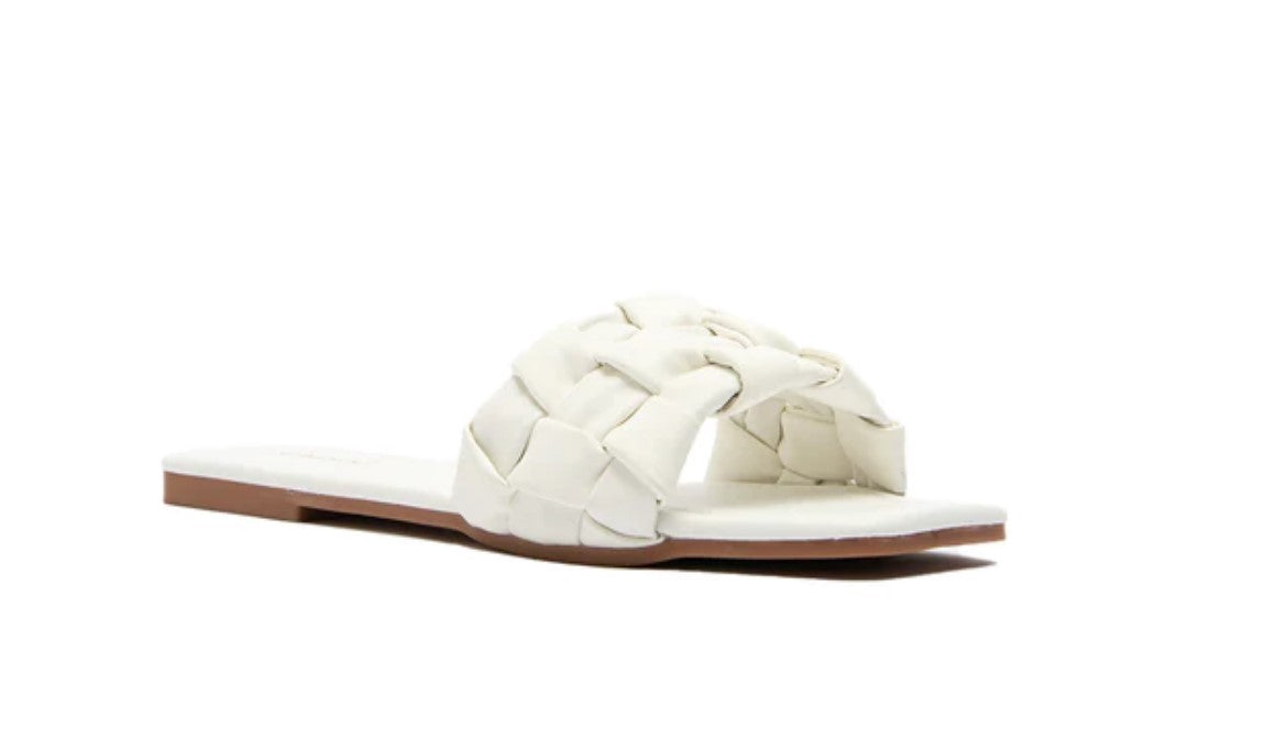 white lily sandals Lily Braided Band Sandal- White 8