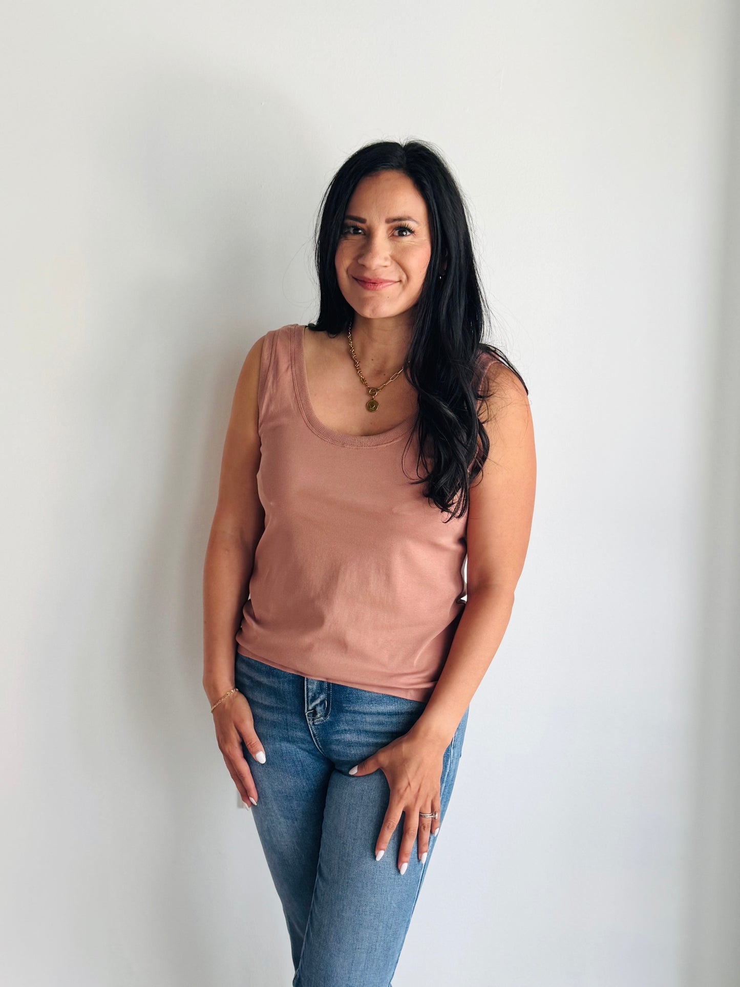 Sydney Scoop Neck Tank Top - Clay - 27 West