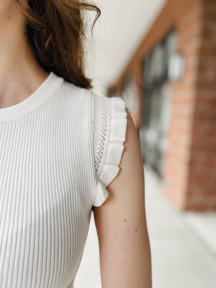 Amelia Ruffle Sleeve Top - Ivory