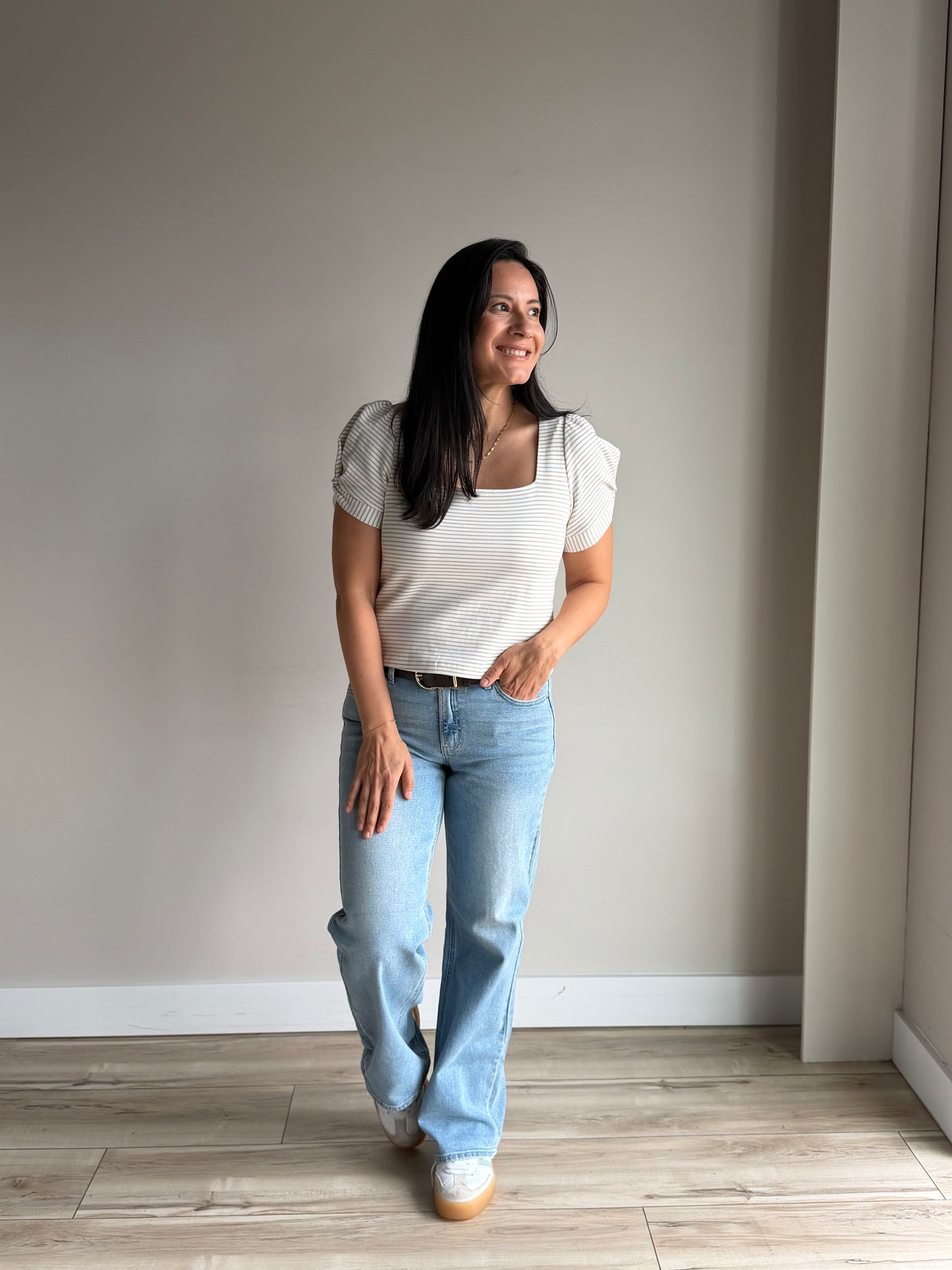 Eloise Striped Puff Sleeve Top - 27 West