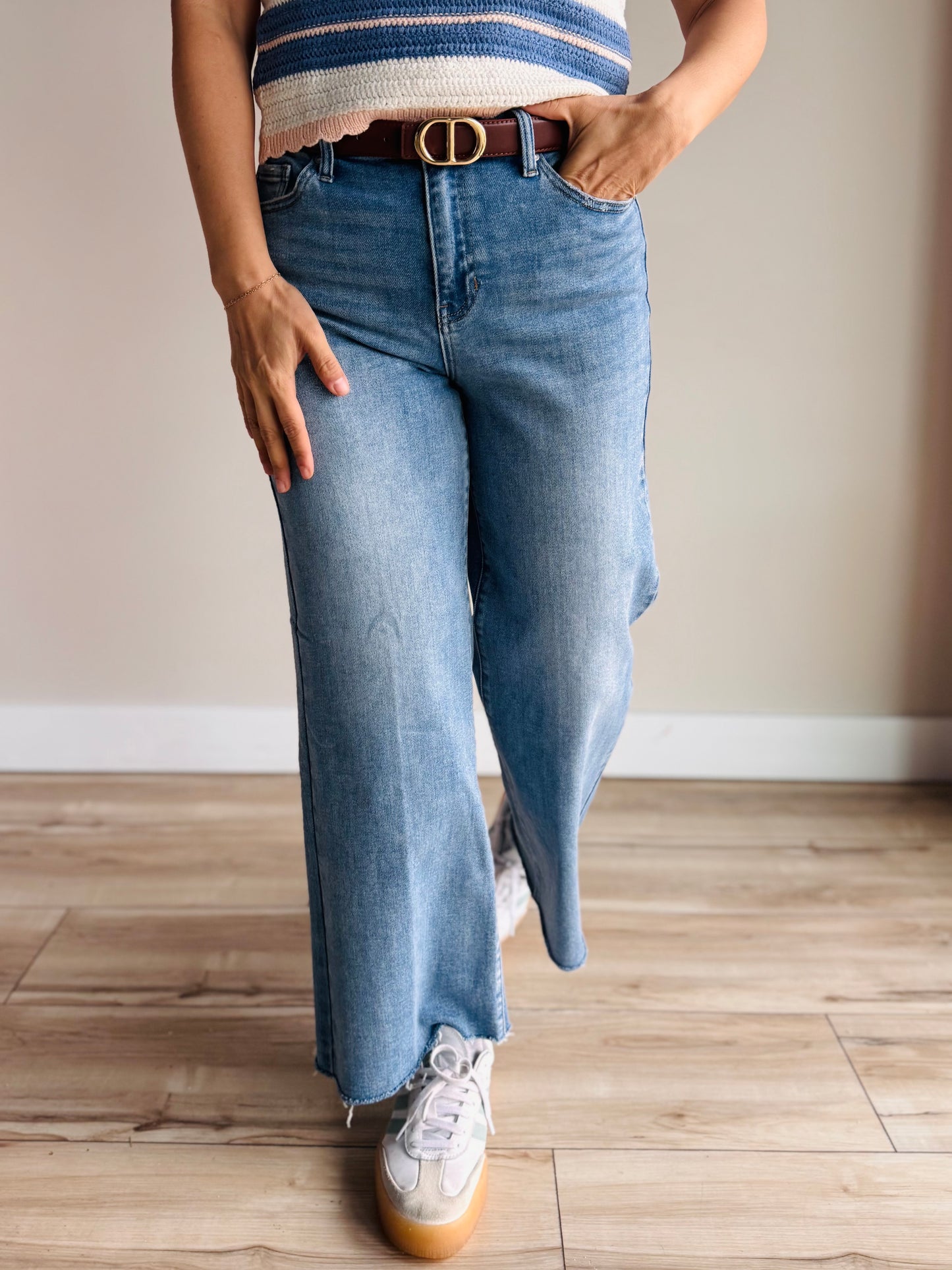 Kimberly Slim Wide Leg Denim - Medium Wash - 27 West