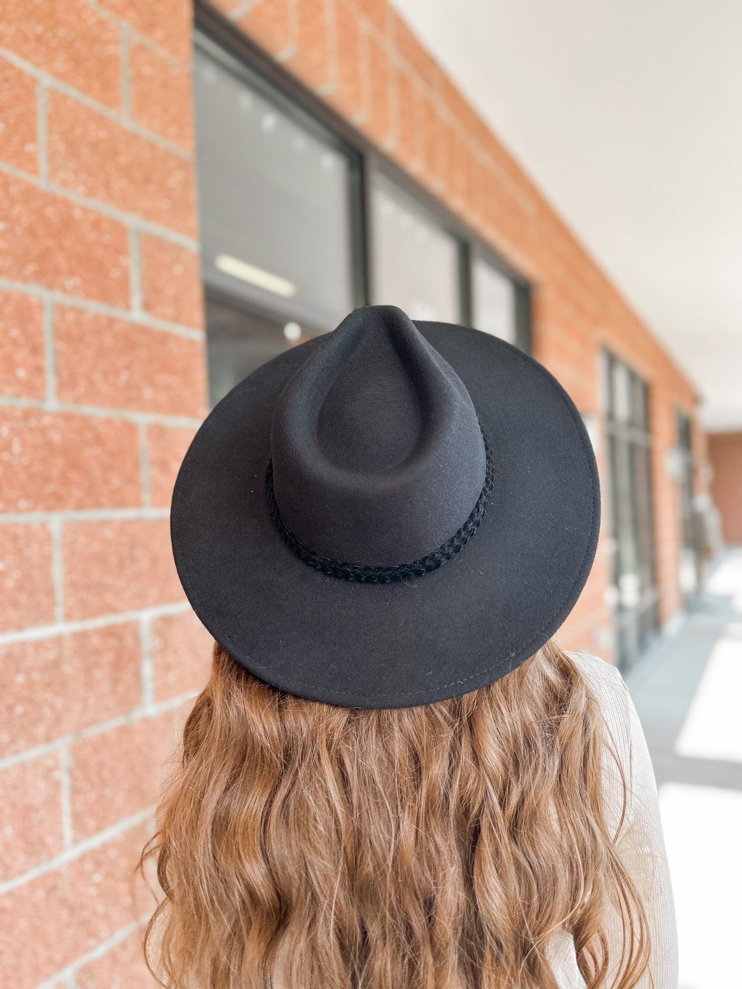 Eileen Braided Band Wide Brim Hat - Black - 27 West