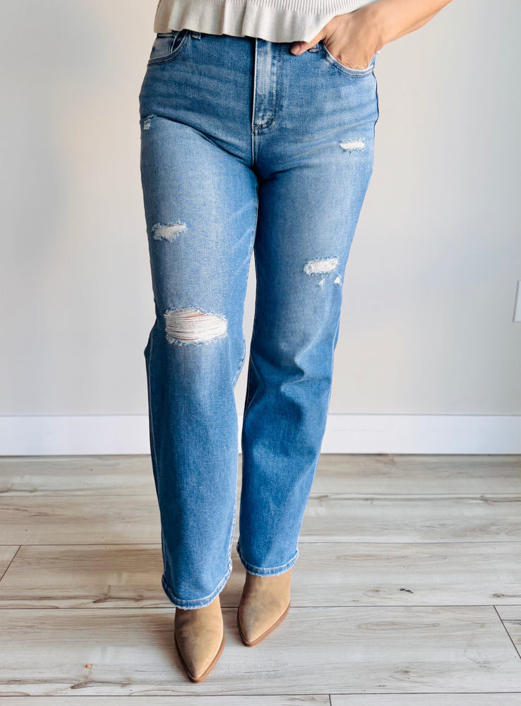Aleesi High-Rise Straight Leg Denim