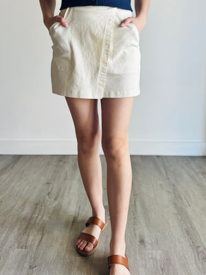 Blake Wrap Denim Skirt - Ecru