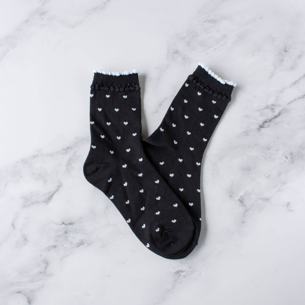 Always Lovely Socks - Black/White Heart