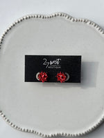 Present Bow Stud Earrings - Red