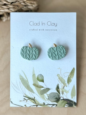 
            
                Load image into Gallery viewer, Clad in Clay - Green Pumpkin Earrings
            
        