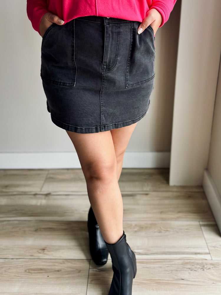 Logan Denim Cargo Skirt