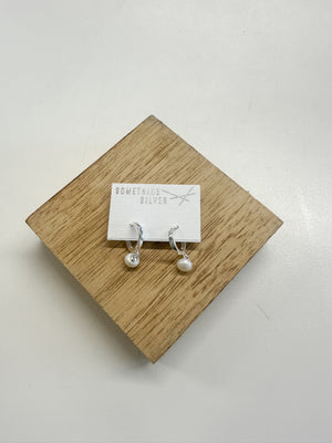 Pear Drop Huggie Hoop - Silver