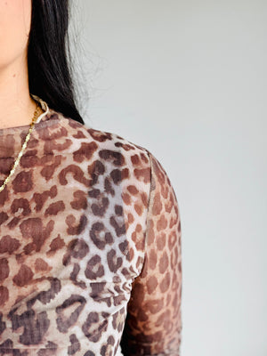 Tasha Mock Neck Mesh Top