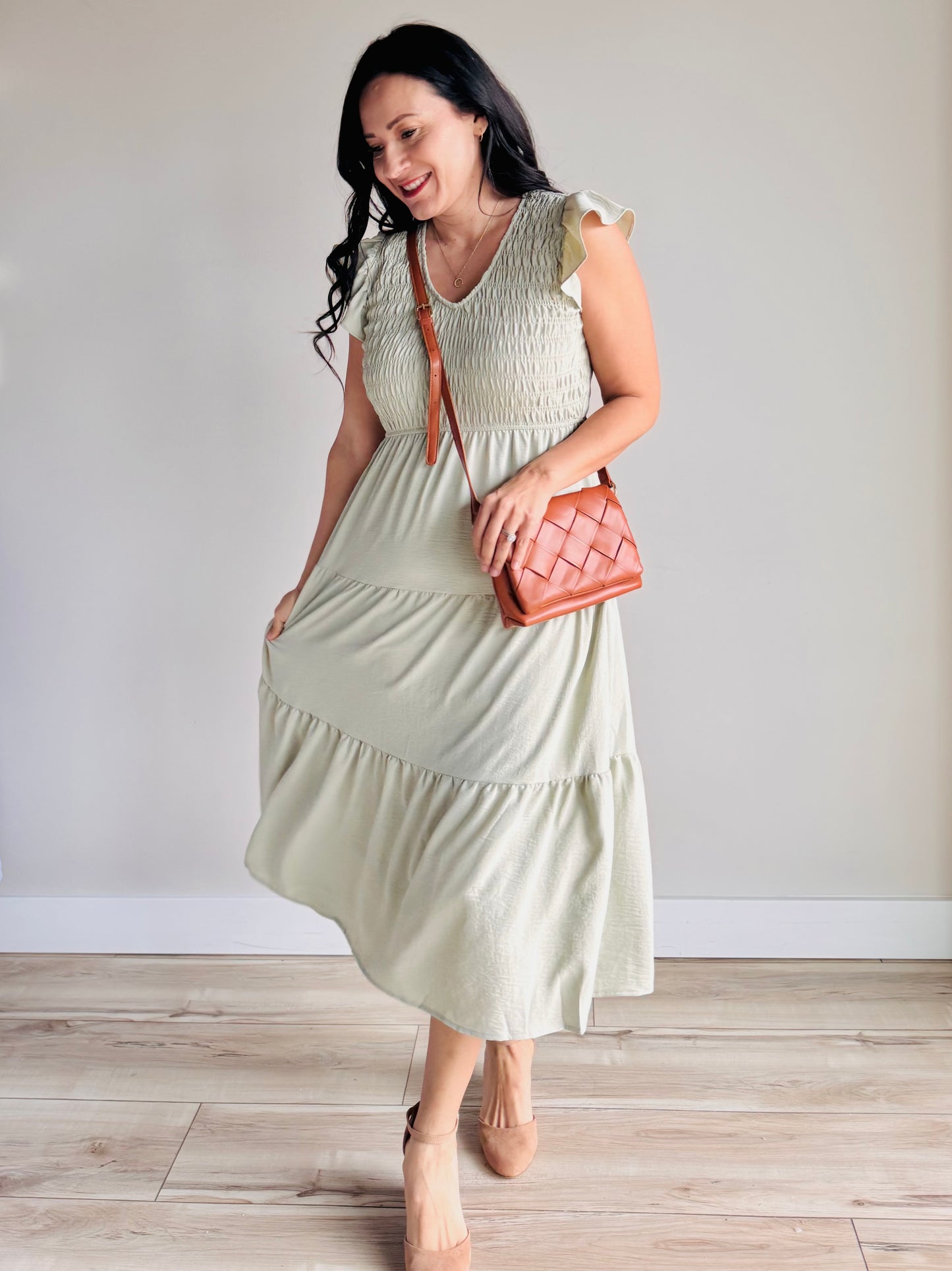 Millie Flutter Sleeve Smocked Midi Dress - 27 West