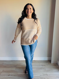 Amanda Relaxed Striped Sweater - Beige