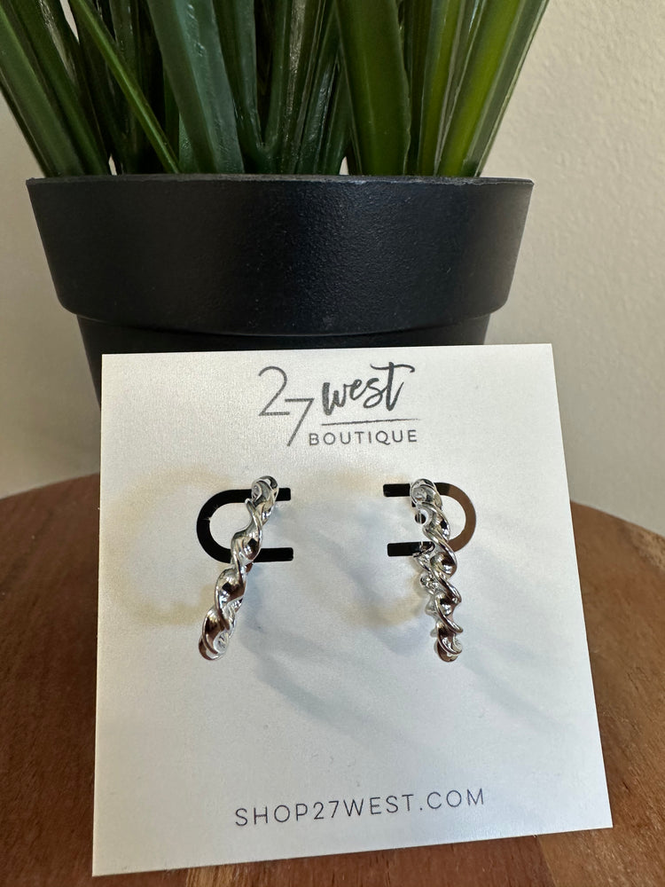 Twisted Silver Hoop Earrings