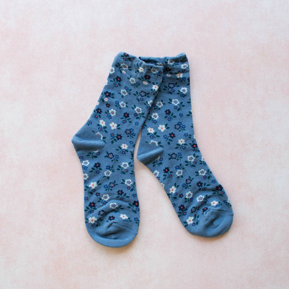 Garden Flower Socks - Blue