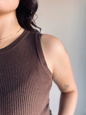 Kaycie Peplum Tank Top - Espresso