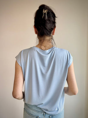 Ailee Front Cinched Top - Soft Blue