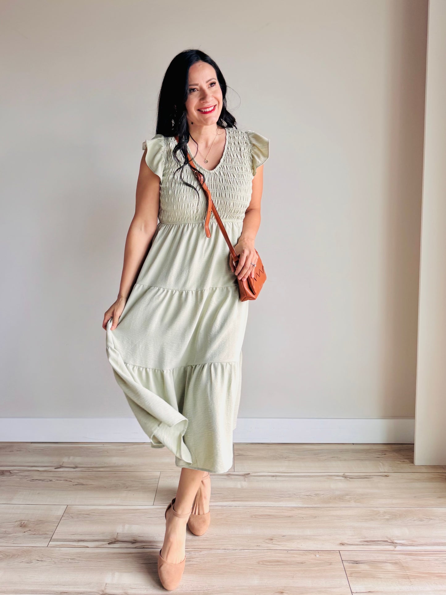 Millie Flutter Sleeve Smocked Midi Dress - 27 West