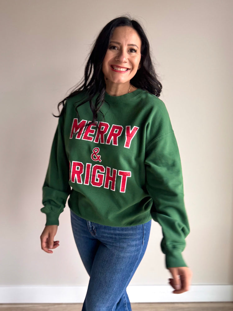 Merry & Bright Crewneck - Green & Red