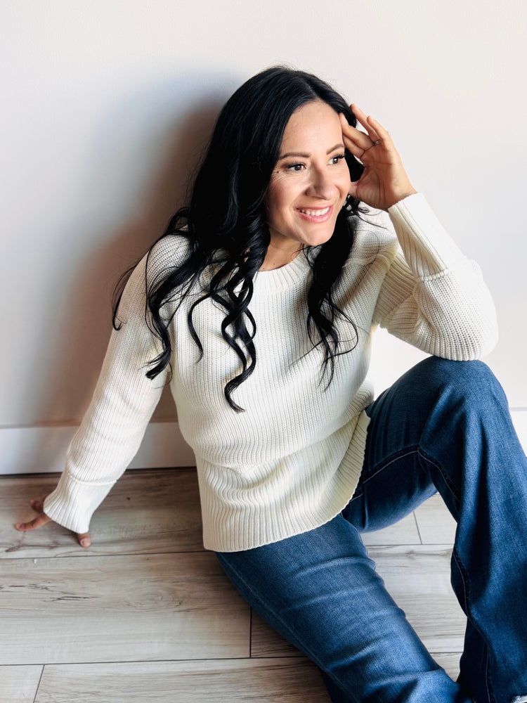 Elle Raglan Sleeve Sweater - Ivory