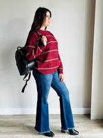 Vivienne Striped Crewneck Sweater - Wine