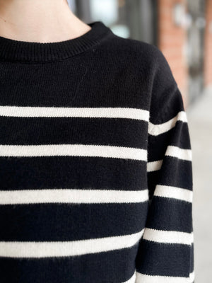 Poppy Striped Sweater - Black