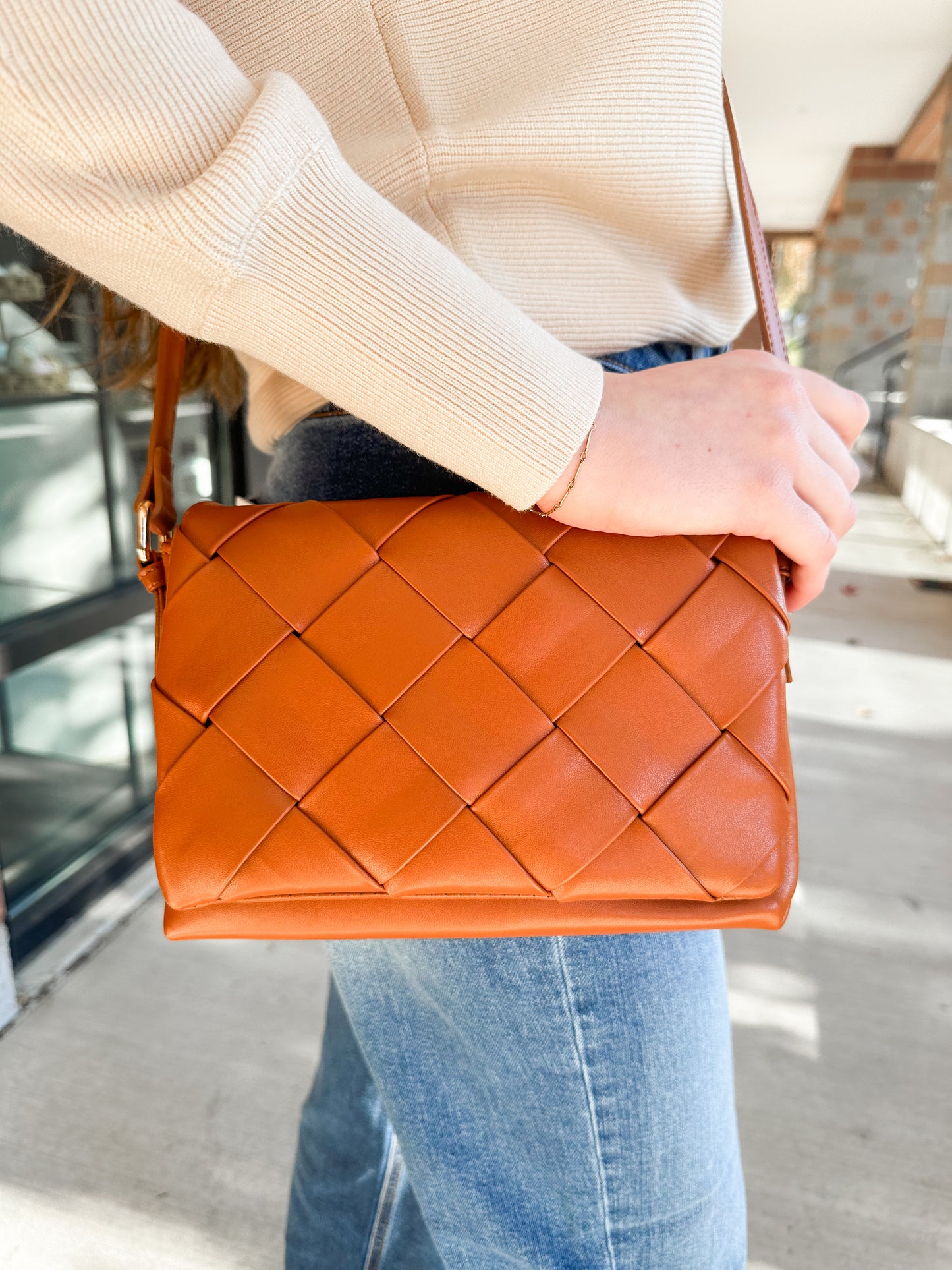 Dallas Woven Crossbody Purse - Brown - 27 West