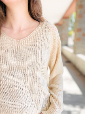 
            
                Load image into Gallery viewer, Lynn Wide V-Neck Sweater - Ivory
            
        