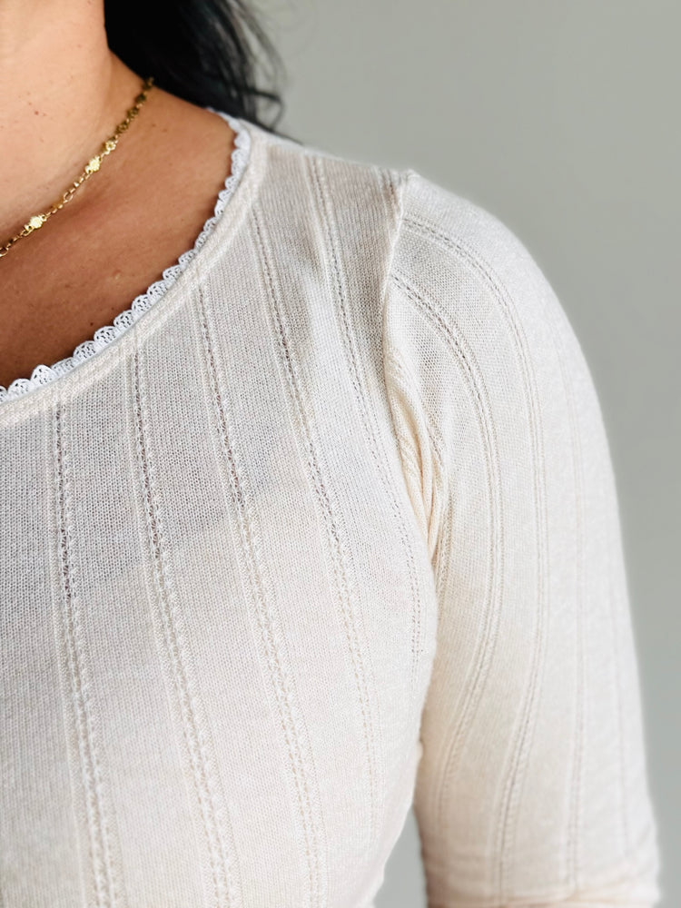 Jill Long Sleeve Textured Bodysuit