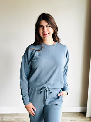 Scarlet Drop Shoulder Crewneck - Blue