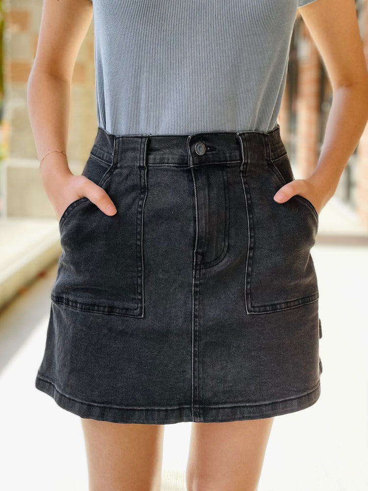 Logan Denim Cargo Skirt