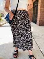 Ashton Floral Midi Skirt - Black