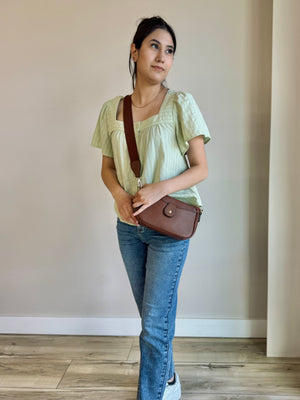 Kaiya Textured Square Neck Blouse - Pistachio