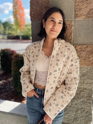 Avalon Floral Quilted Jacket - Ivory