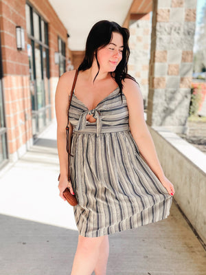 Bria Front Tie Striped Dress