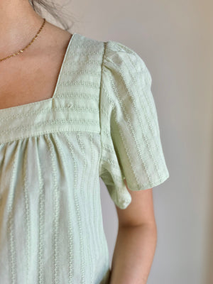 Kaiya Textured Square Neck Blouse - Pistachio