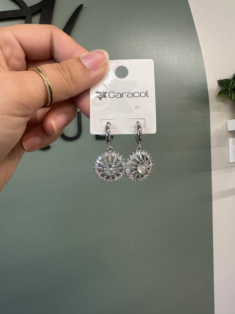 Dangling Pendant Hoop Earrings - Silver