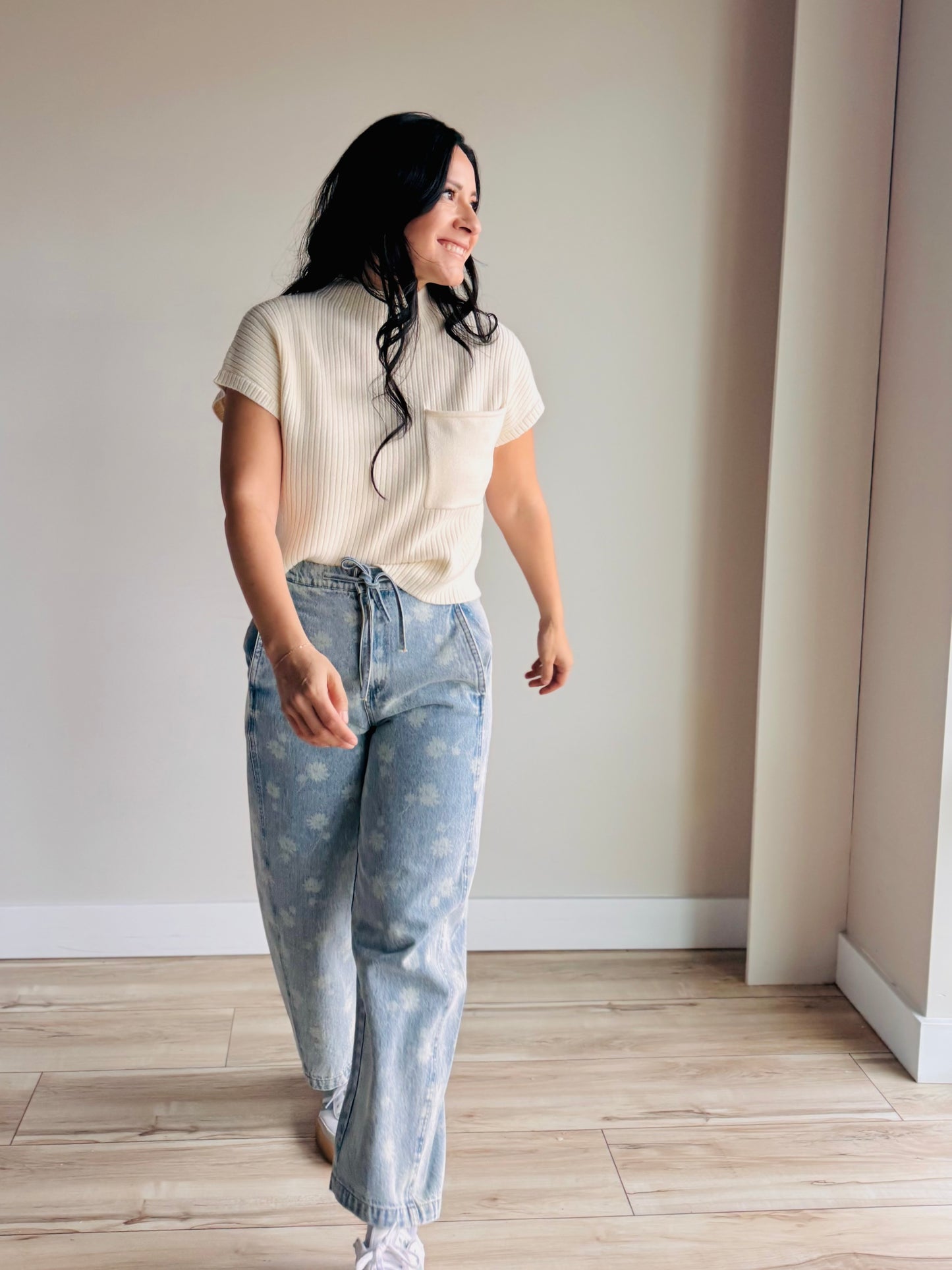 Arlo Drawstring Floral Denim Jeans - 27 West