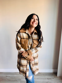 Natalie Sherpa Contrast Long Shacket