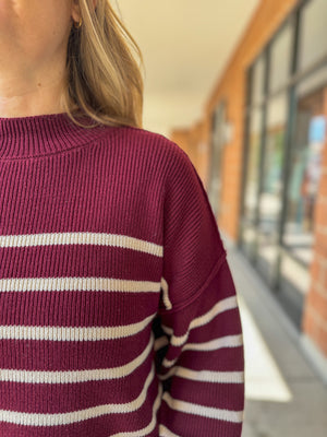 Burgundy striped sweater hotsell