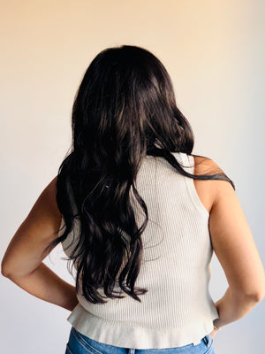 Kaycie Peplum Tank Top - Heather Grey