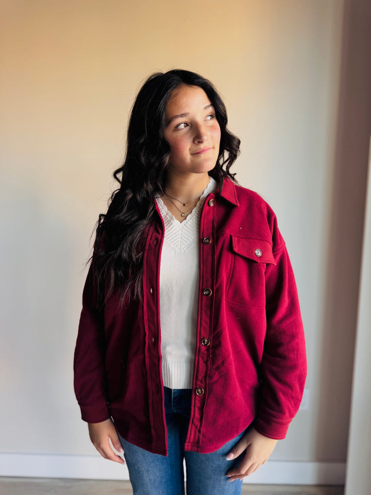 Josie Red Fleece Shacket