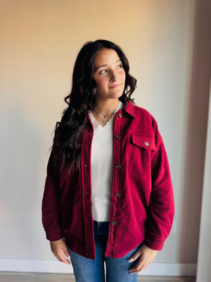 Josie Red Fleece Shacket