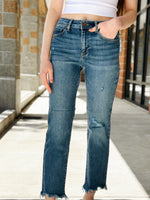 Kamrie Mid-Rise Frayed Hem Denim