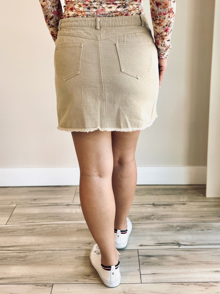 Destiny Button Down Skirt - Taupe