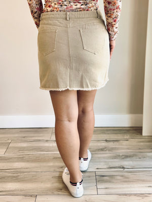 Destiny Button Down Skirt - Taupe