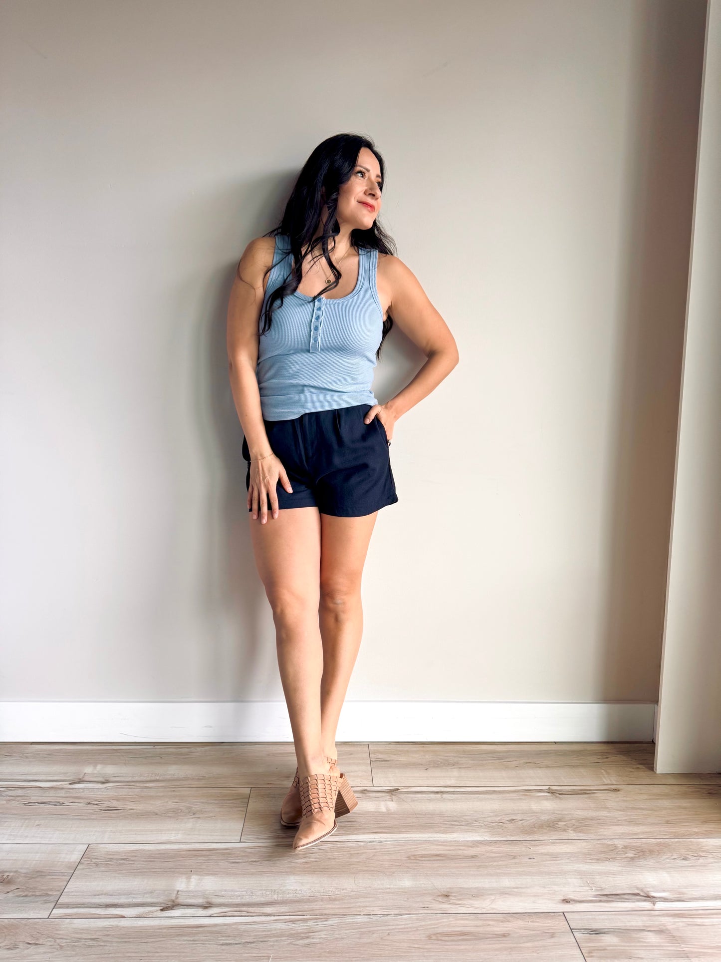 Mallory Knit Tank Top - Sky Blue - 27 West