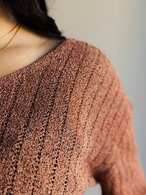 Ava Solid Striped V-Neck Sweater